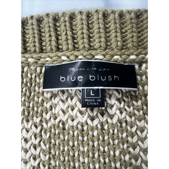 Blue Blush Women's Size Large Checkered Sweater Cropped Oversized - Picture 3 of 9